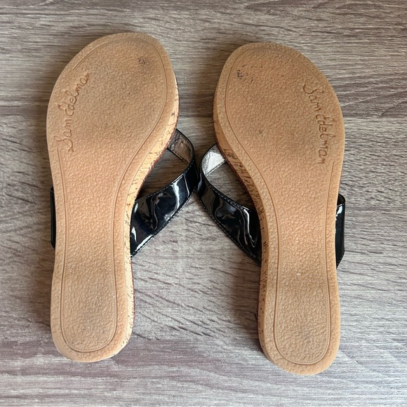 Sam Edelman Black Patent Thong Cork Sandals, Size 6.5 - Picture 6 of 8